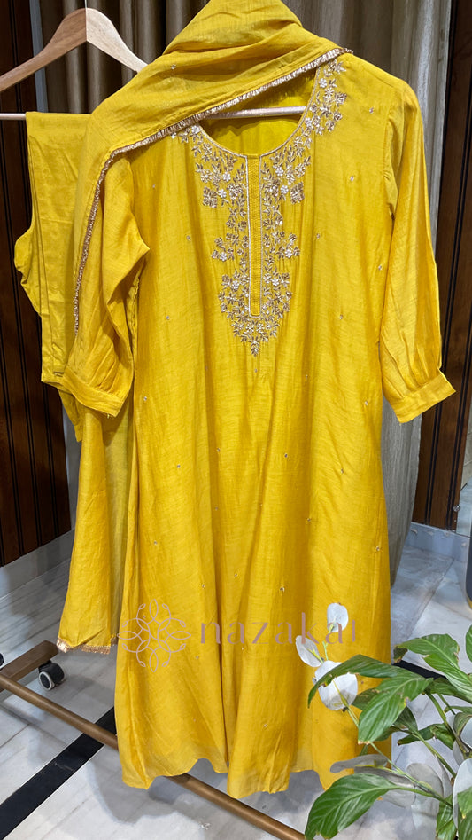 NAZM Mul Chanderi Suit Set