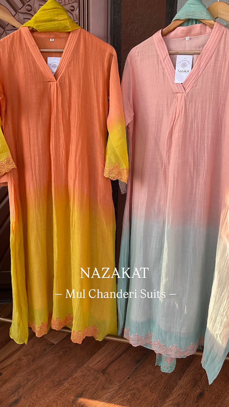 Mul chanderi ombre suit sets