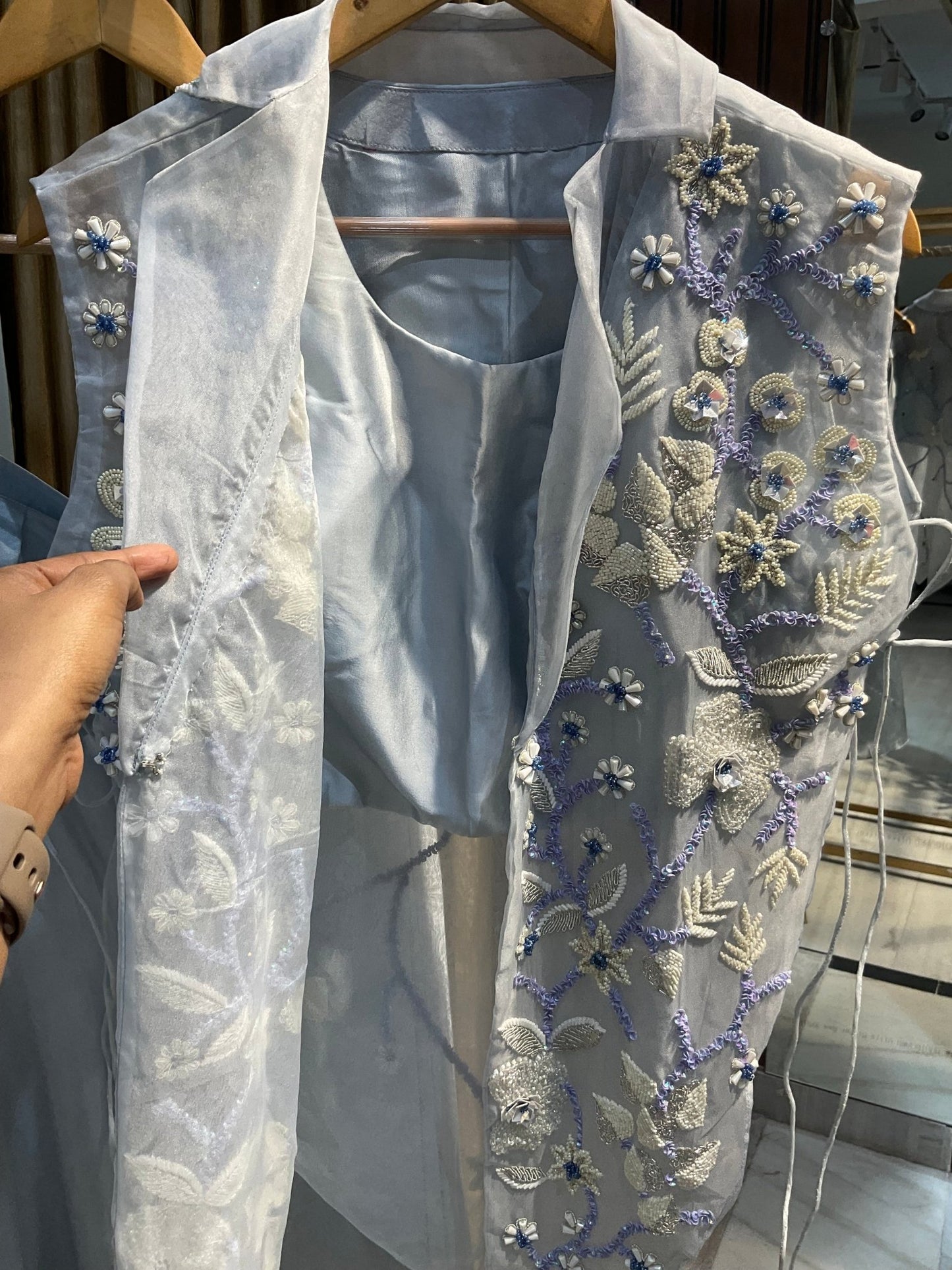 Bustier Palazzo Set with pure Organza Jacket(Dispatch time - 30 days) - nazakatjaipurnazakat_jaipur