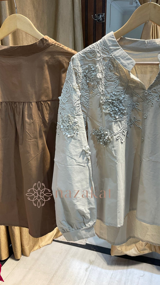 Chinese Collar Cotton Shirt - nazakatjaipurnazakat_jaipur