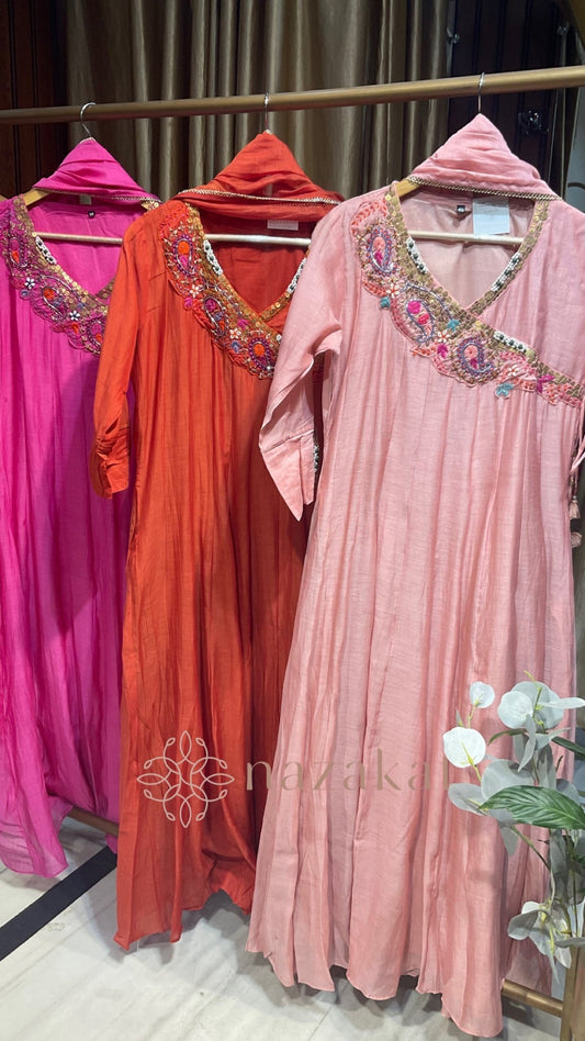 Mul Chanderi Angrakha Suit Set - nazakatjaipurnazakat_jaipur
