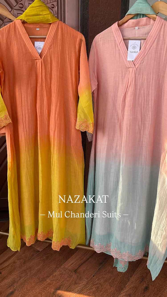 Mul chanderi ombre suit sets(38-50)