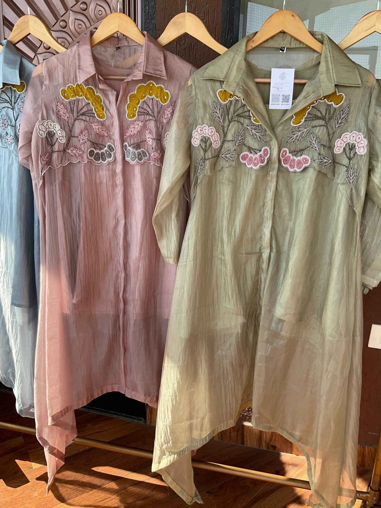 Paper silk co-ords with hand embroidery