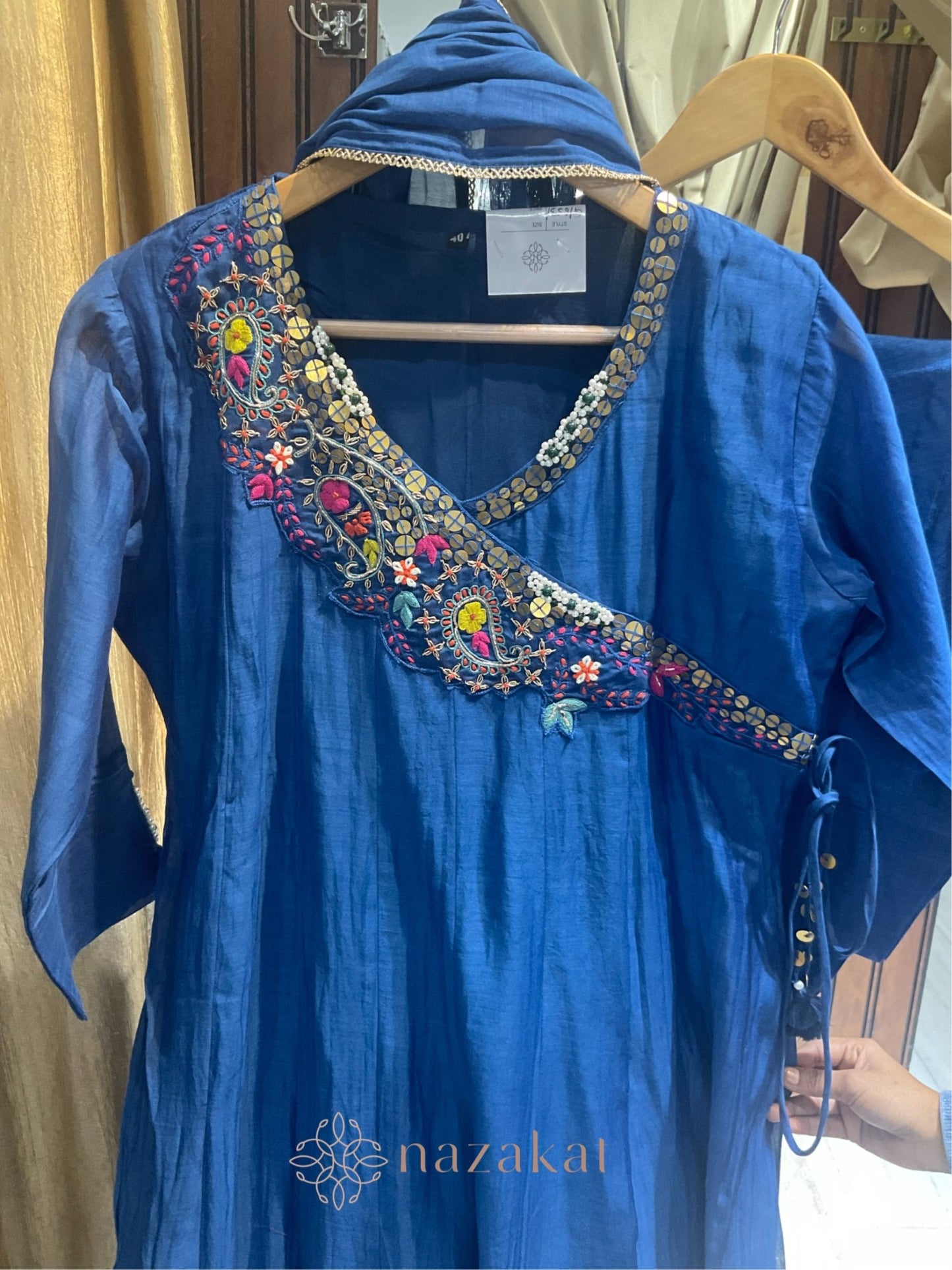 Plus size - Mul Chanderi Angrakha Set - nazakatjaipurnazakat_jaipur