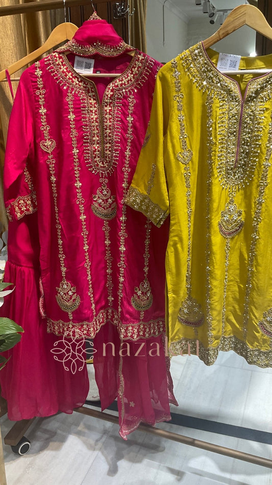 Scalloped Silk Sharara Set - nazakatjaipurnazakat_jaipur