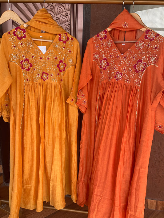 Mul Chanderi with handwork