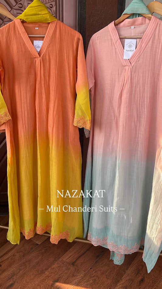 Mul chanderi ombre suit sets