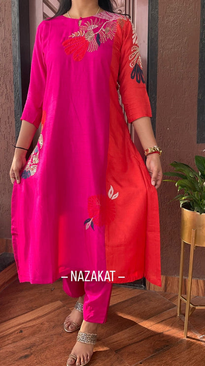Applique Kurta Pant Set - nazakatjaipurnazakat_jaipur