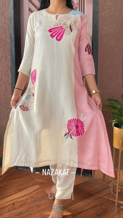 Applique Kurta Pant Set - nazakatjaipurnazakat_jaipur
