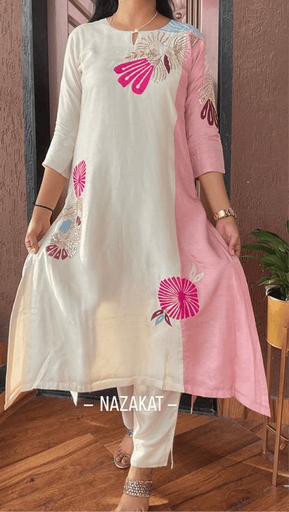Applique Kurta Pant Set - nazakatjaipurnazakat_jaipur