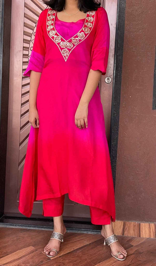 Asymmetrical Ombre Kurta Set(38-50)