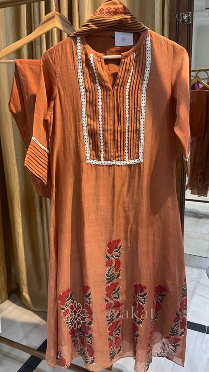 Block - printed Mul Chanderi suit - nazakatjaipurnazakat_jaipur