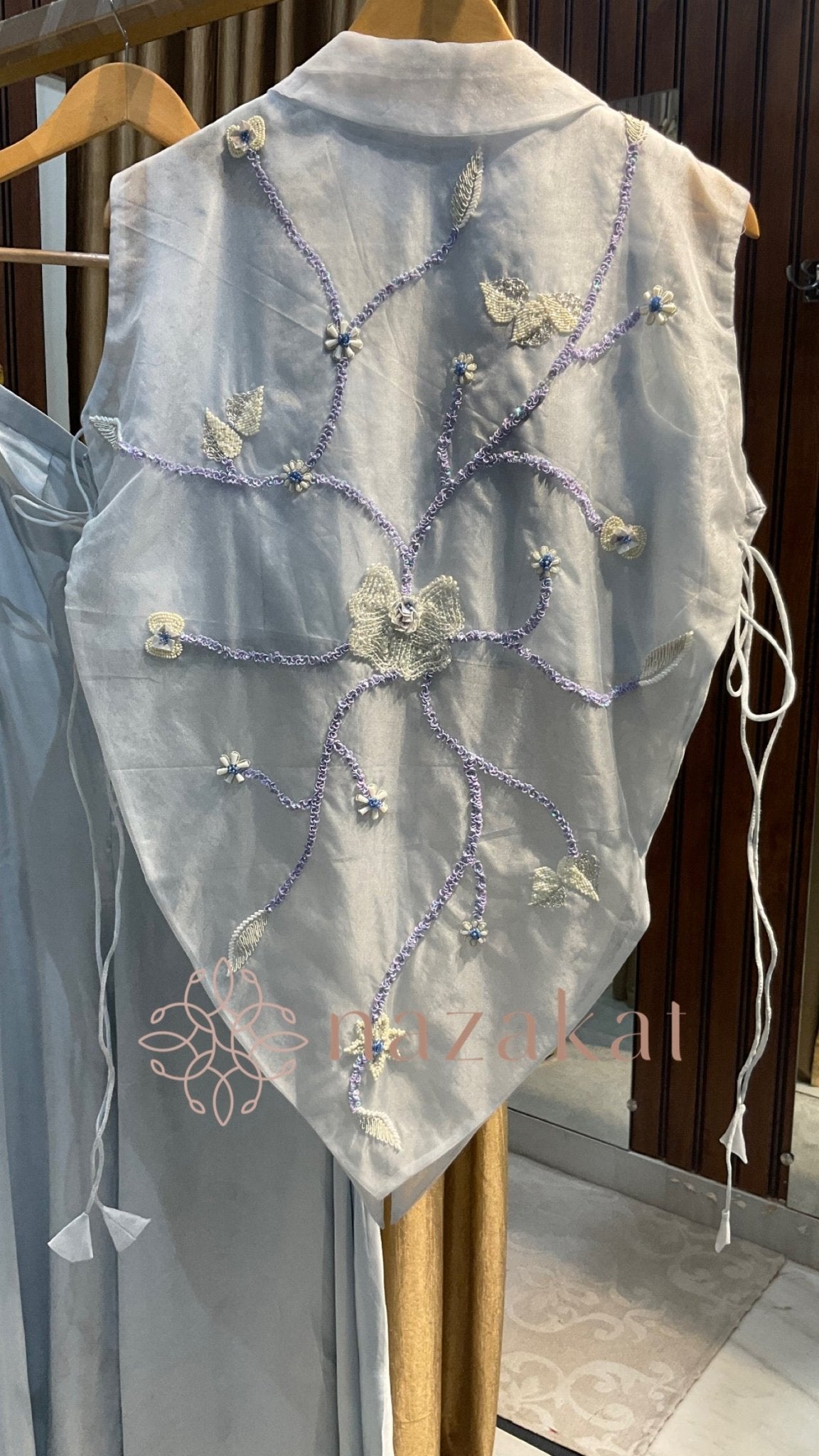 Bustier Palazzo Set with pure Organza Jacket(Dispatch time - 30 days) - nazakatjaipurnazakat_jaipur