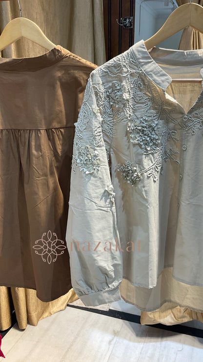 Chinese Collar Cotton Shirt - nazakatjaipurnazakat_jaipur