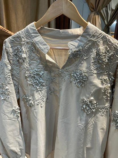 Chinese Collar Cotton Shirt - nazakatjaipurnazakat_jaipur