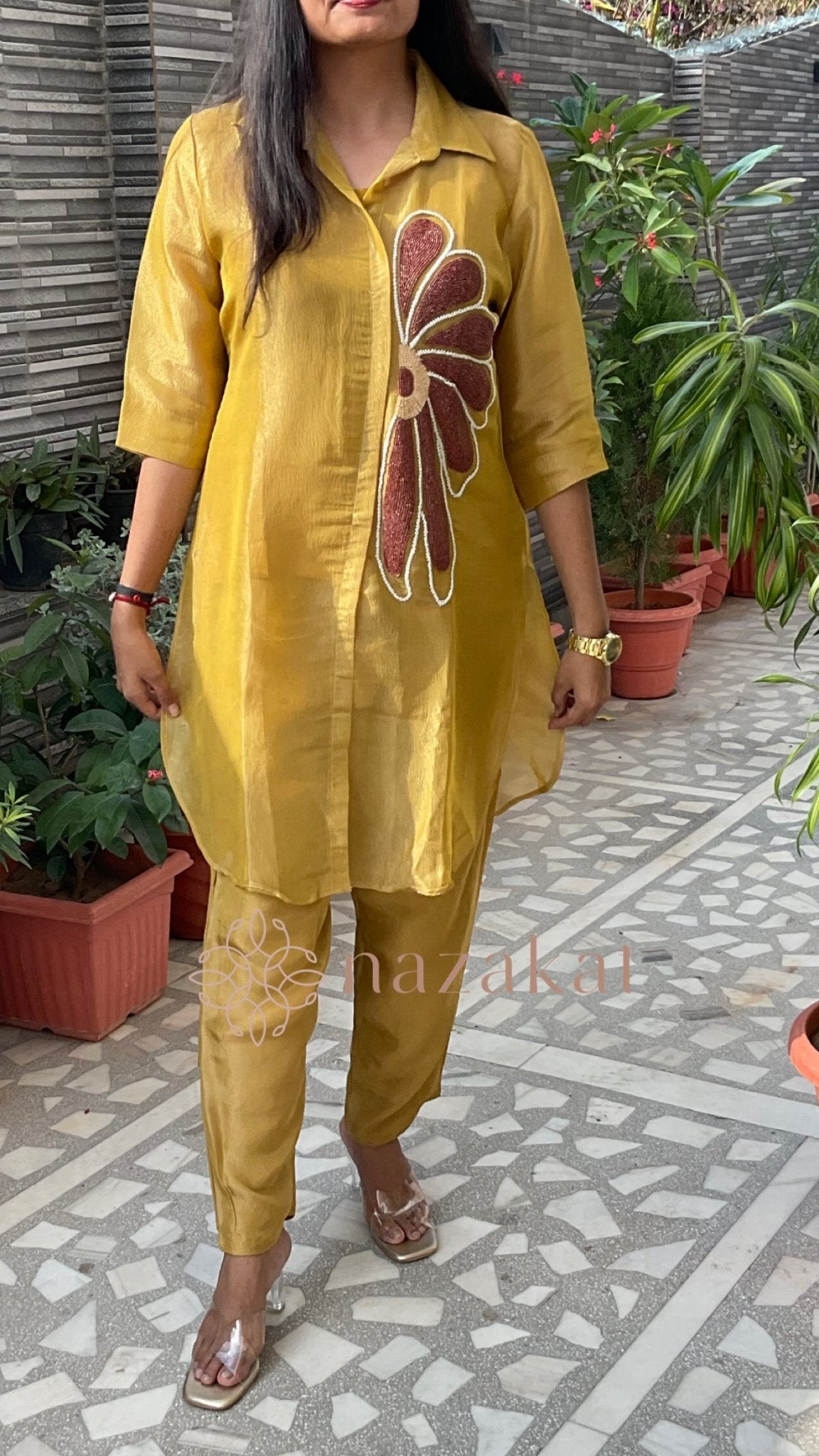 Gold boota - Tissue Co - ord Set - nazakatjaipurnazakat_jaipur