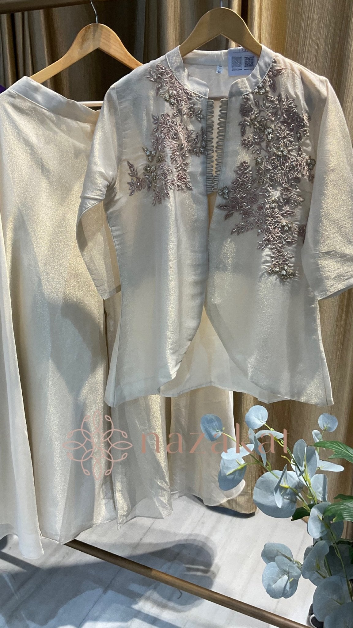 Ivory collared neck Palazzo Set - nazakatjaipurnazakat_jaipur