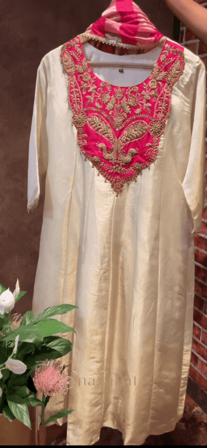 Ivory Tissue Anarkali Set - nazakatjaipurnazakat_jaipur
