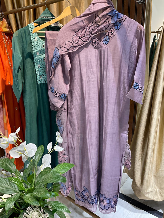 Mul Chanderi applique Suit Set - nazakatjaipurnazakat_jaipur