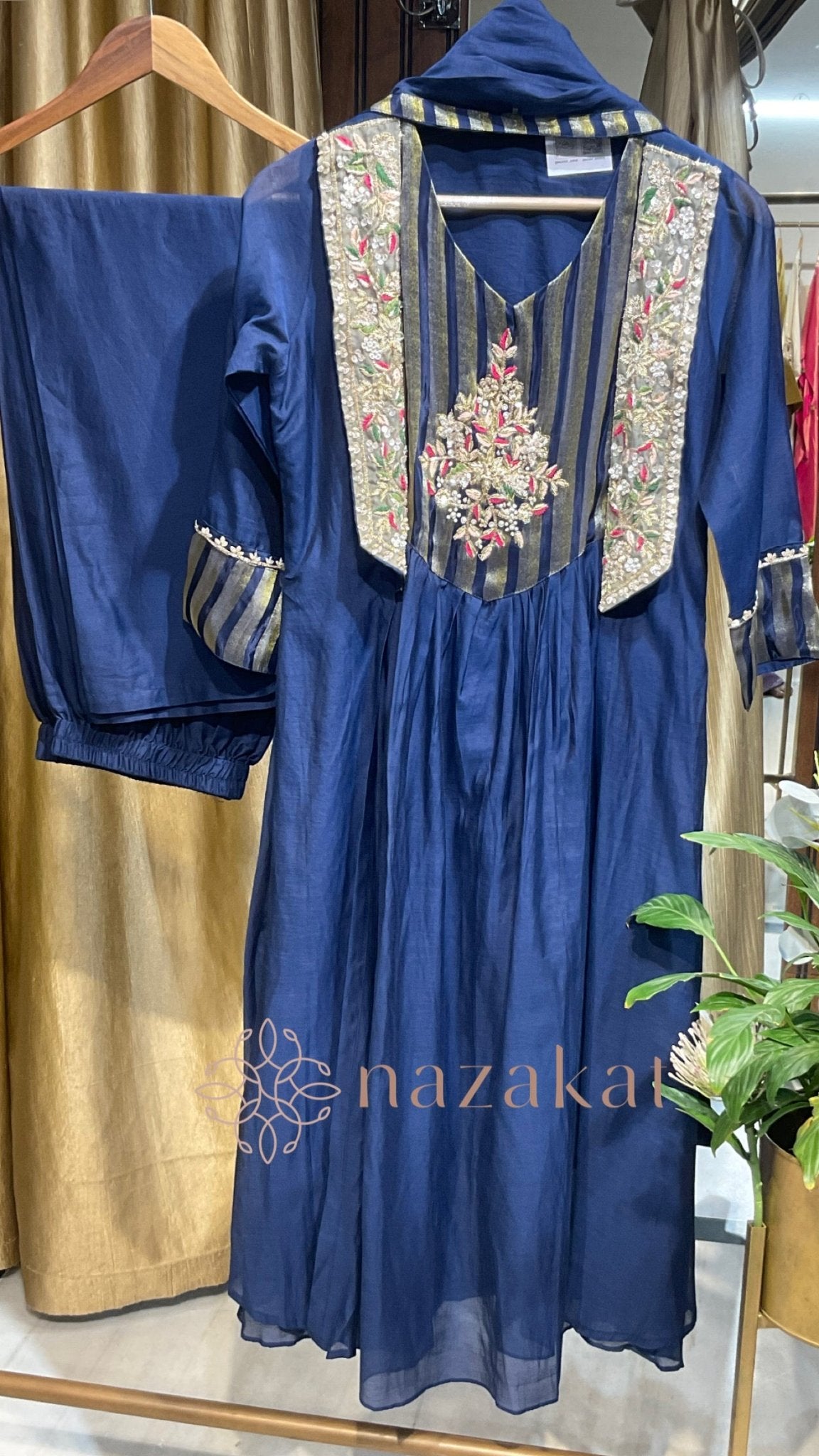 Mul Chanderi festive Kurta Pant Set(M - 3XL) - nazakatjaipurnazakat_jaipur