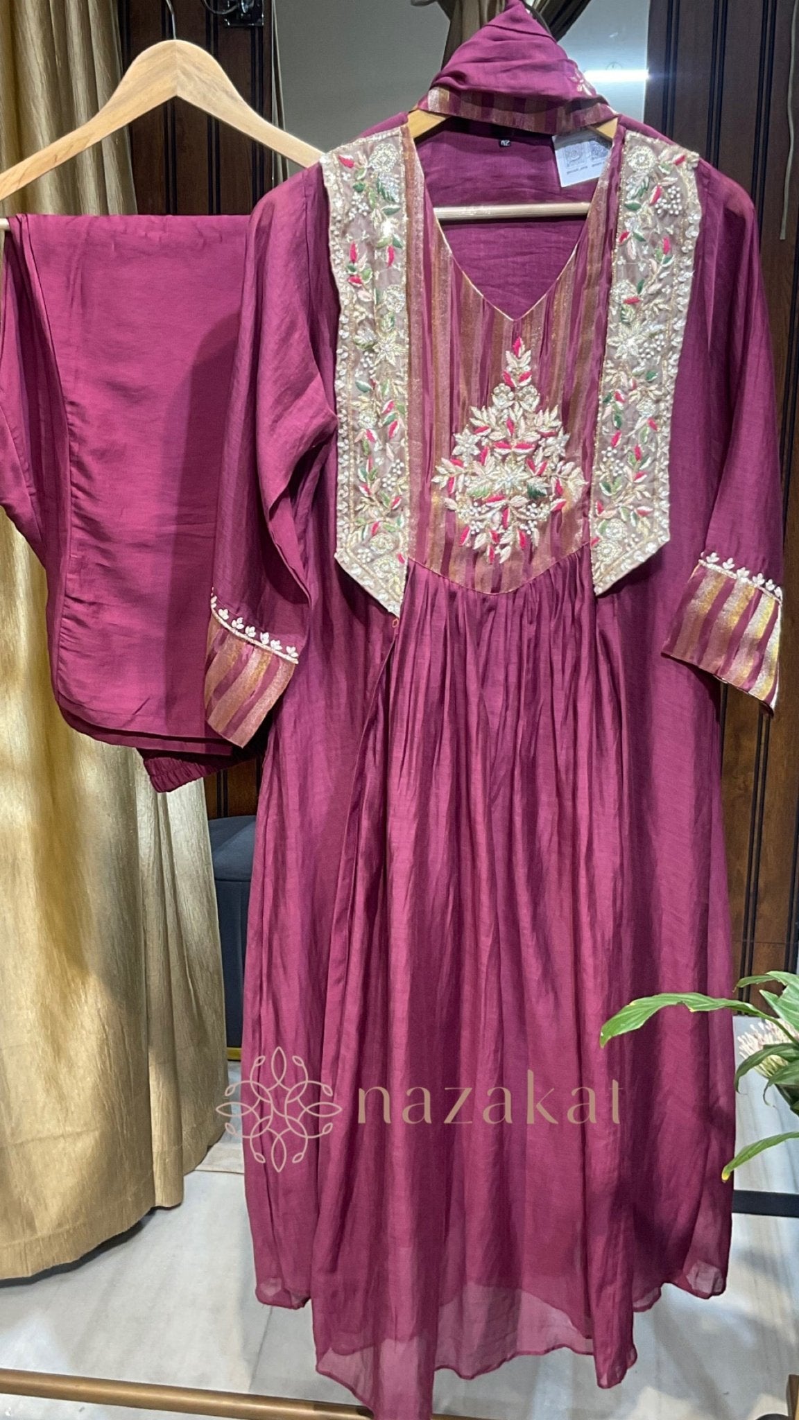 Mul Chanderi festive Kurta Pant Set(M - 3XL) - nazakatjaipurnazakat_jaipur