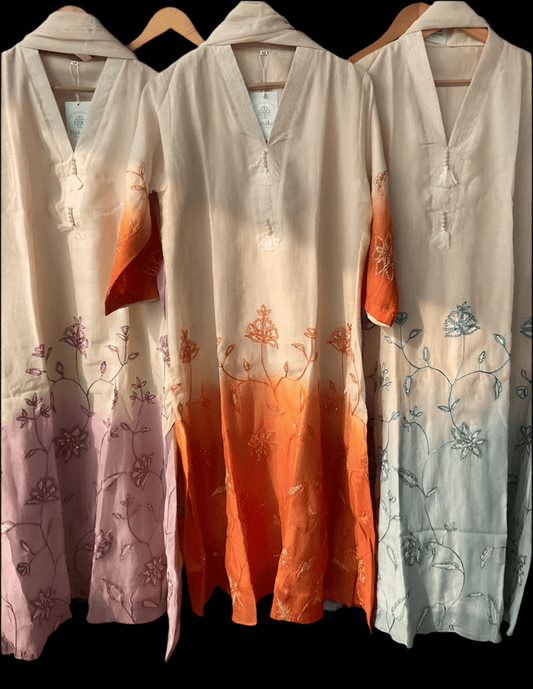 Mul chanderi Suit ombre - #nazakatjaipur#nazakat_jaipur