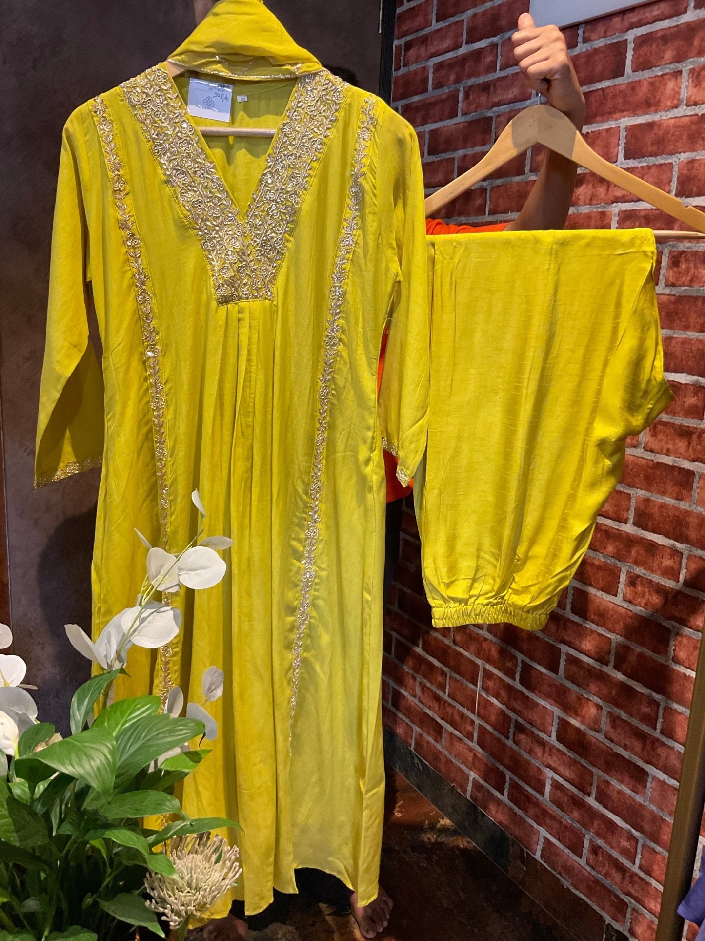 Mul Chanderi V neck Suit Set(M - XXL) - nazakatjaipurnazakat_jaipur