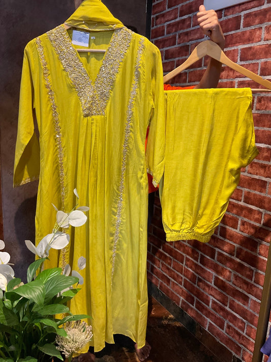 Mul Chanderi V neck Suit Set(M - XXL) - nazakatjaipurnazakat_jaipur