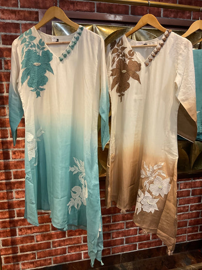 Ombre Mul Chanderi Co - ord set - nazakatjaipurnazakat_jaipur