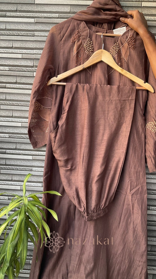 Plus size - Bell Sleeves Mul Chanderi Suit Set - nazakatjaipurnazakat_jaipur