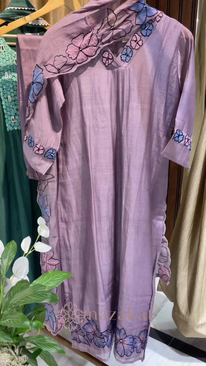 Mul Chanderi applique Suit Set
