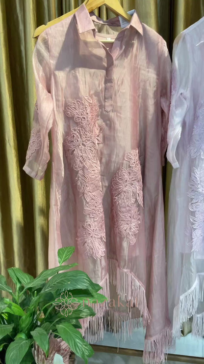 Paper silk Co-ord Set with fringes