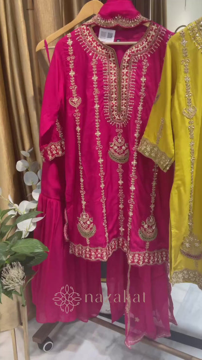 Scalloped Silk Sharara Set