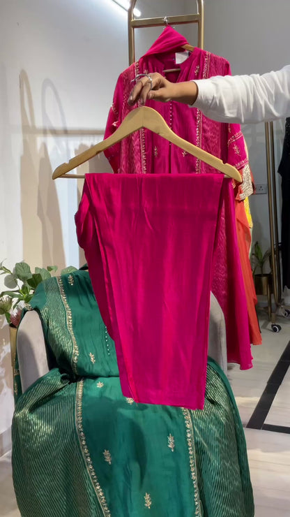Meher Mul Chanderi Zardozi Suit Set