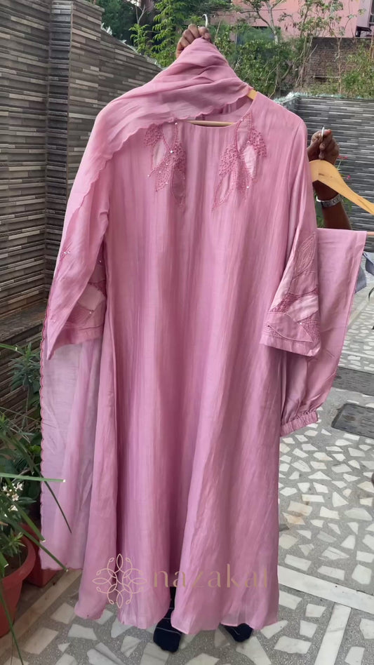 Bell Sleeves Mul Chanderi Suit Set