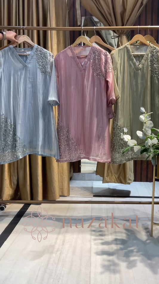 Paper Silk bead work Co-ord Set