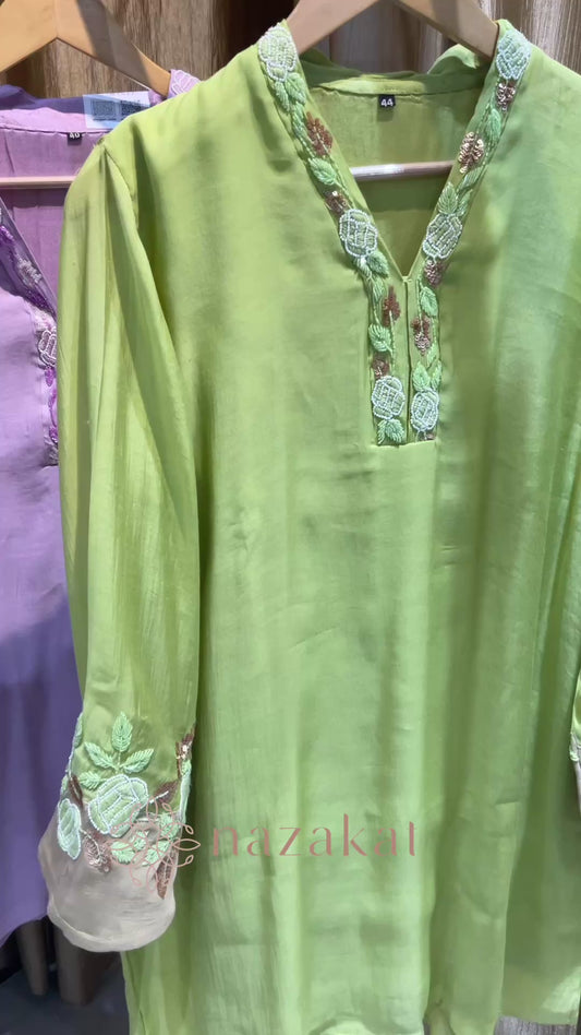 Two colors Bell sleeved Co-ord Set