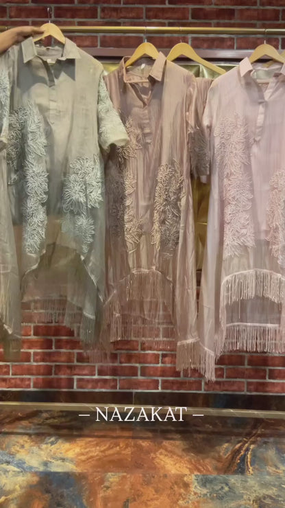 Paper silk Co-ord Set with fringes