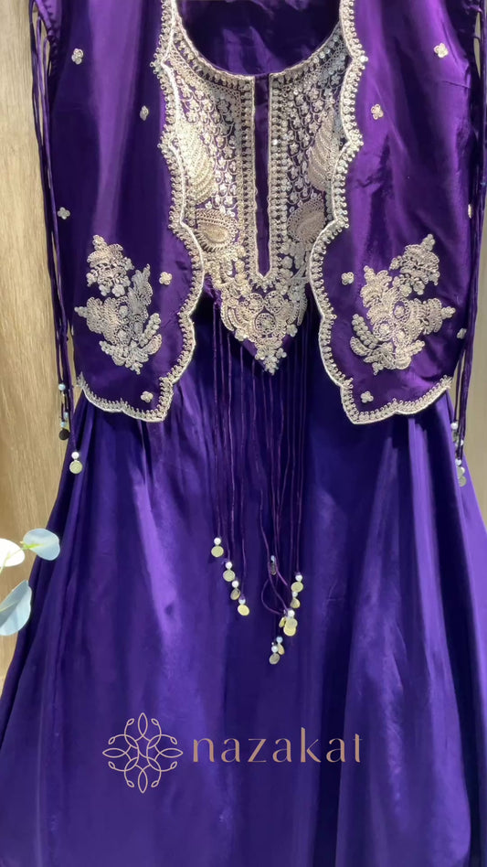 Regal Purple lehanga with dori work(Plus size Customization)