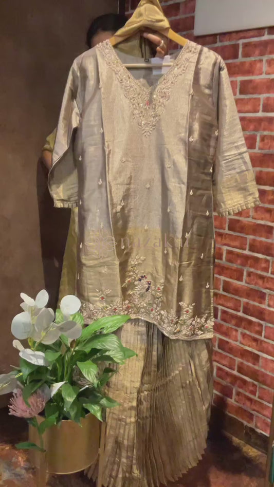 Tissue Silk Crushed Skirt Set