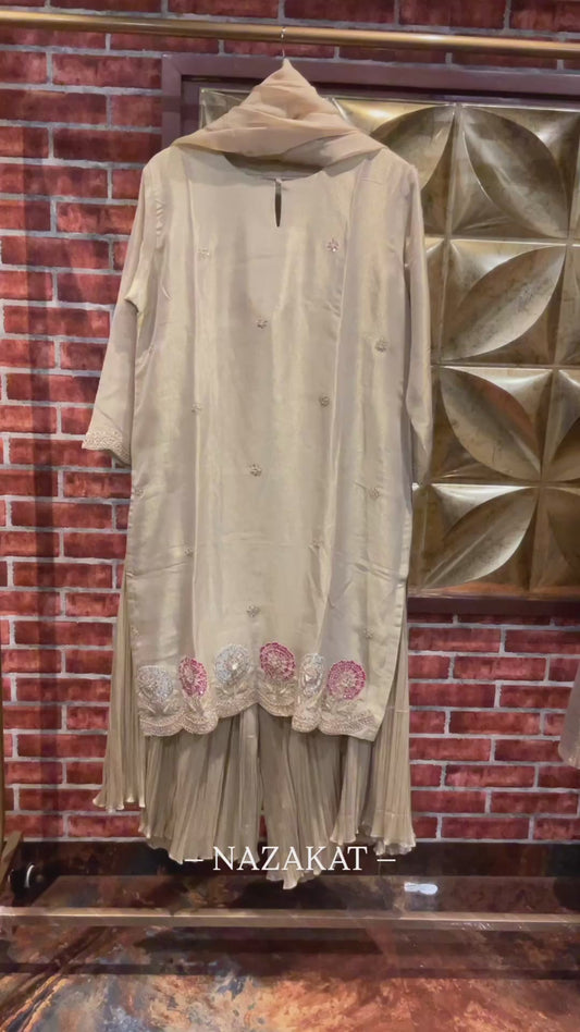 Tissue Kurta with Crushed Sharara