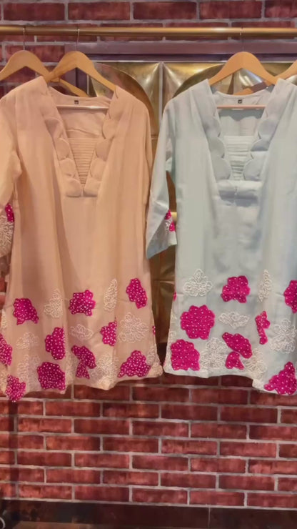 Mul Chanderi scalloped Co-ord Set