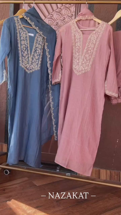 Mul Chanderi with handwork