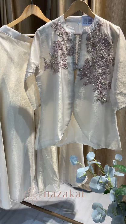 Ivory collared neck Palazzo Set