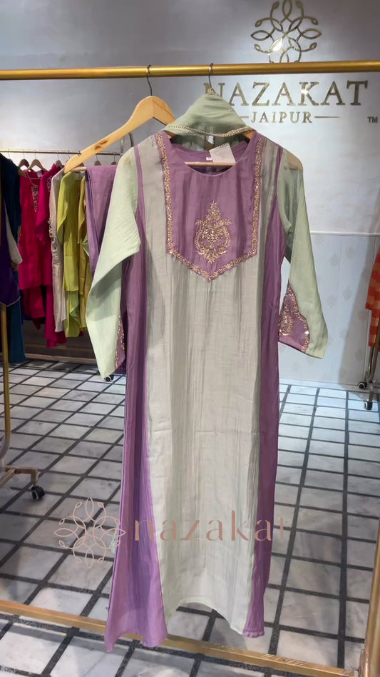 Aarna Mul Chanderi Suit Set ( Dispatch time-3 weeks)