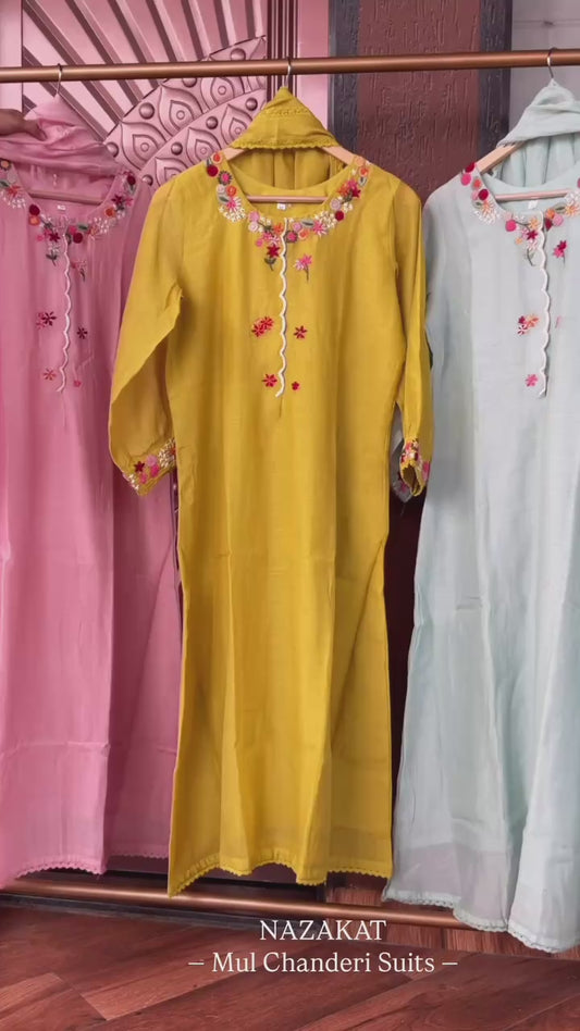 Mul Chanderi with handwork