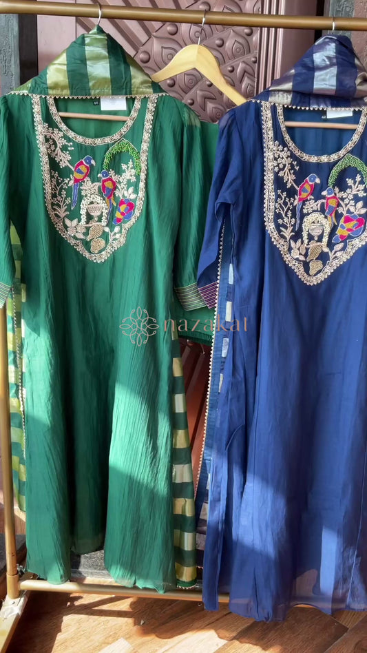 Tissue dupatta Mul chanderi set