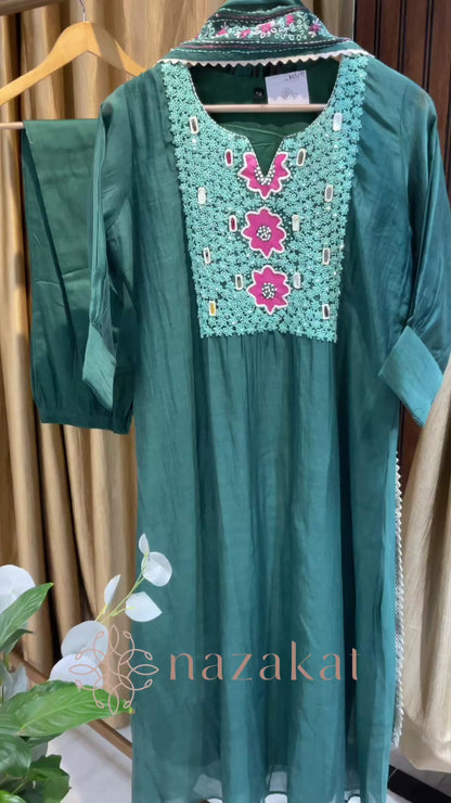 Mul Chanderi Suit with embroidery