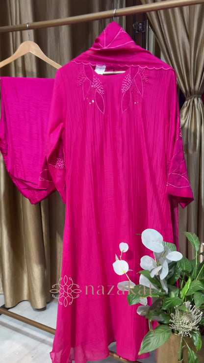 Plus size - Bell Sleeves Mul Chanderi Suit Set