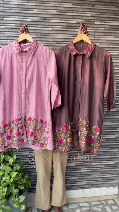 Embroidery Mul Chanderi Co-ord Set